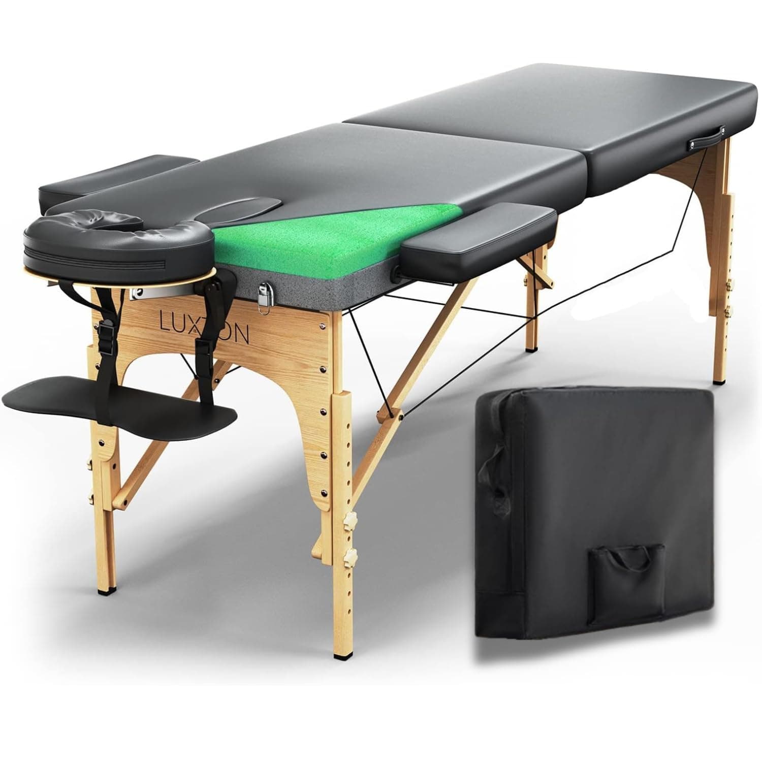 Luxton Home Premium Foam Massage Table Portable Foldable Massage Bed Height Adjustable, 72 Inches Long 27 Inches Wide Home Salon Spa Bed Tattoo Table with Accessories & Carrying Case, Easy Set Up