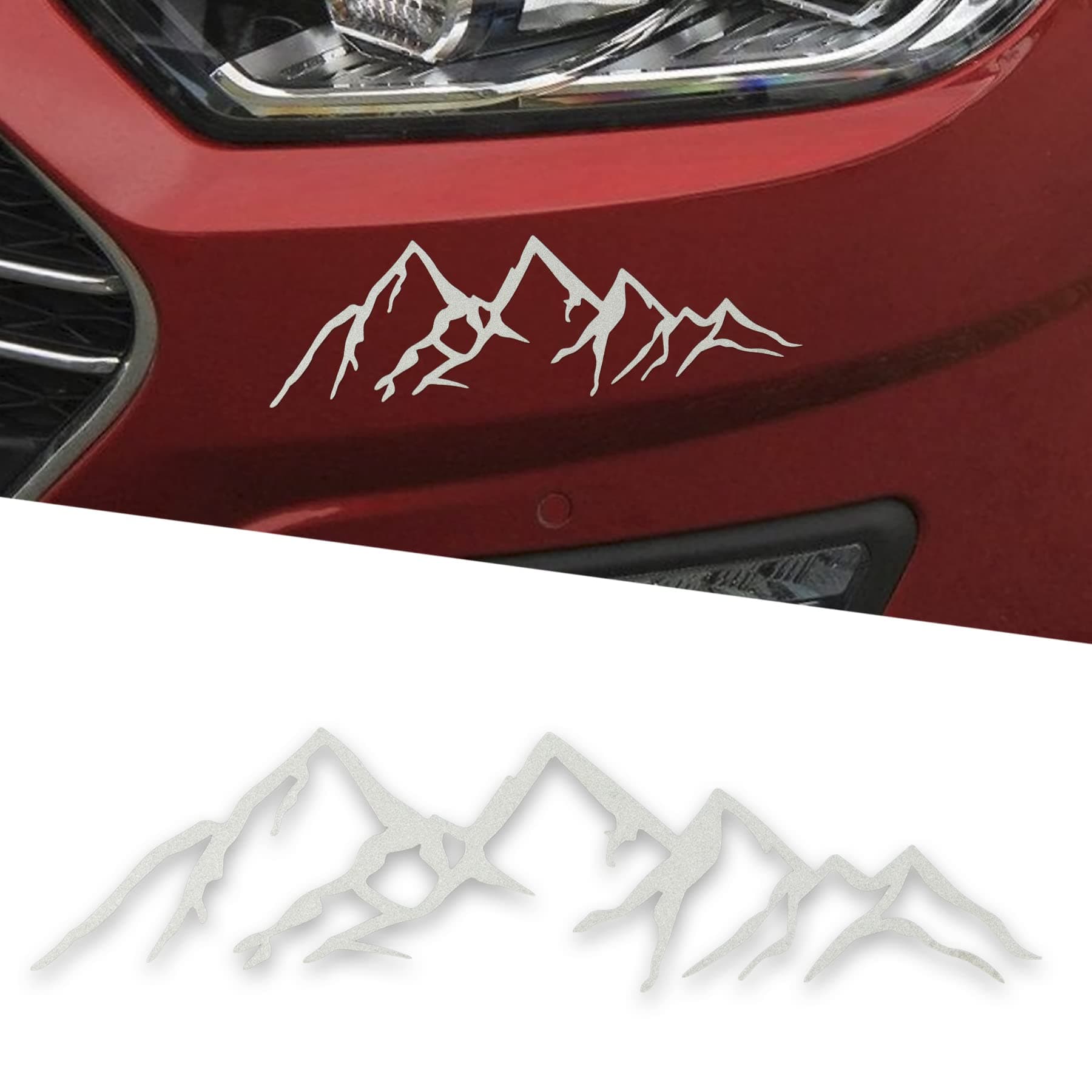 SINGARO Vinyl Snow Mountain Tree Sticker, Trunk Logo Sticker, Car Exterior Accessories, Universal for Car, Window and Laptop (2pcs White)