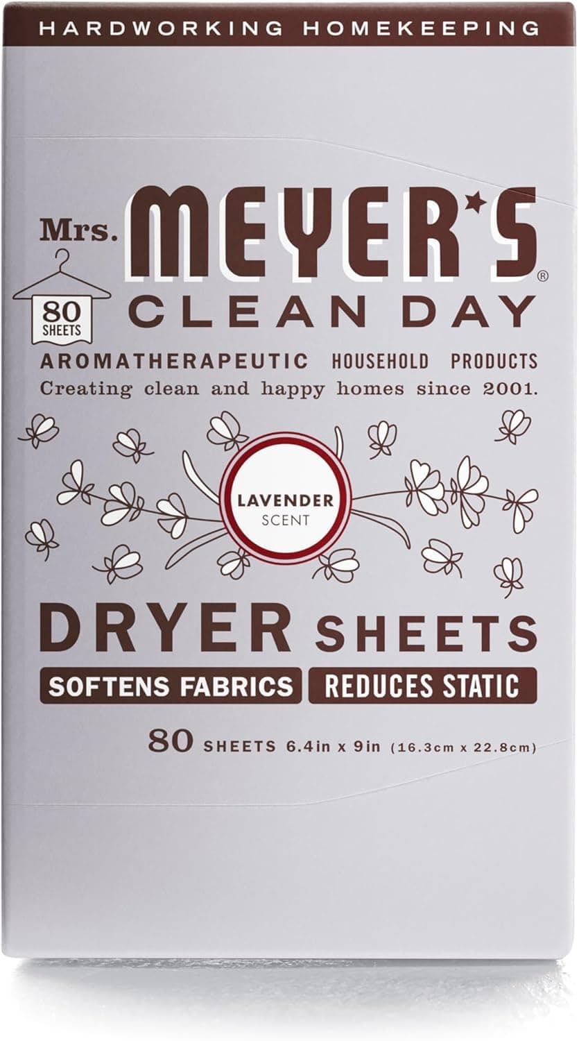 Mrs. Meyer's Clean Day Dryer Sheets Lavender, 80 Count (Pack of 2)