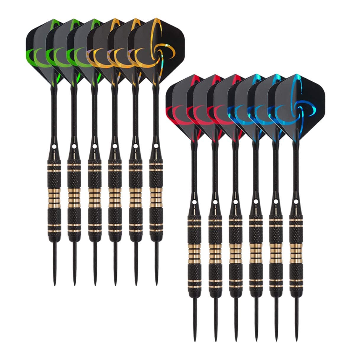 12 Pack Steel Tip Darts 22/23 Grams, Professional Darts Metal Tip Set with Aluminum Shafts, Standard Flights, Rubber O'Rings and Extra Dart Sharpener