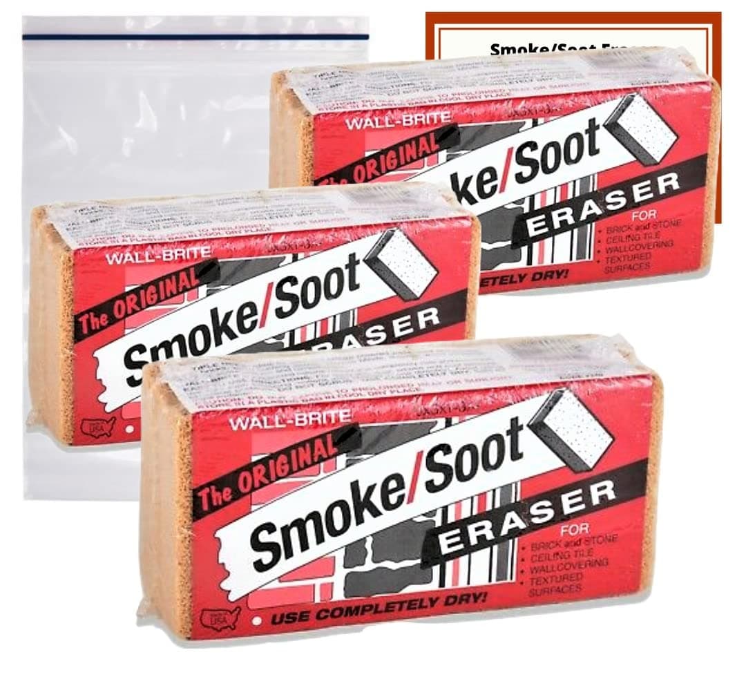 Absorene Smoke Soot Eraser Sponge 3 Pack with Storage Bag and Instruction Card