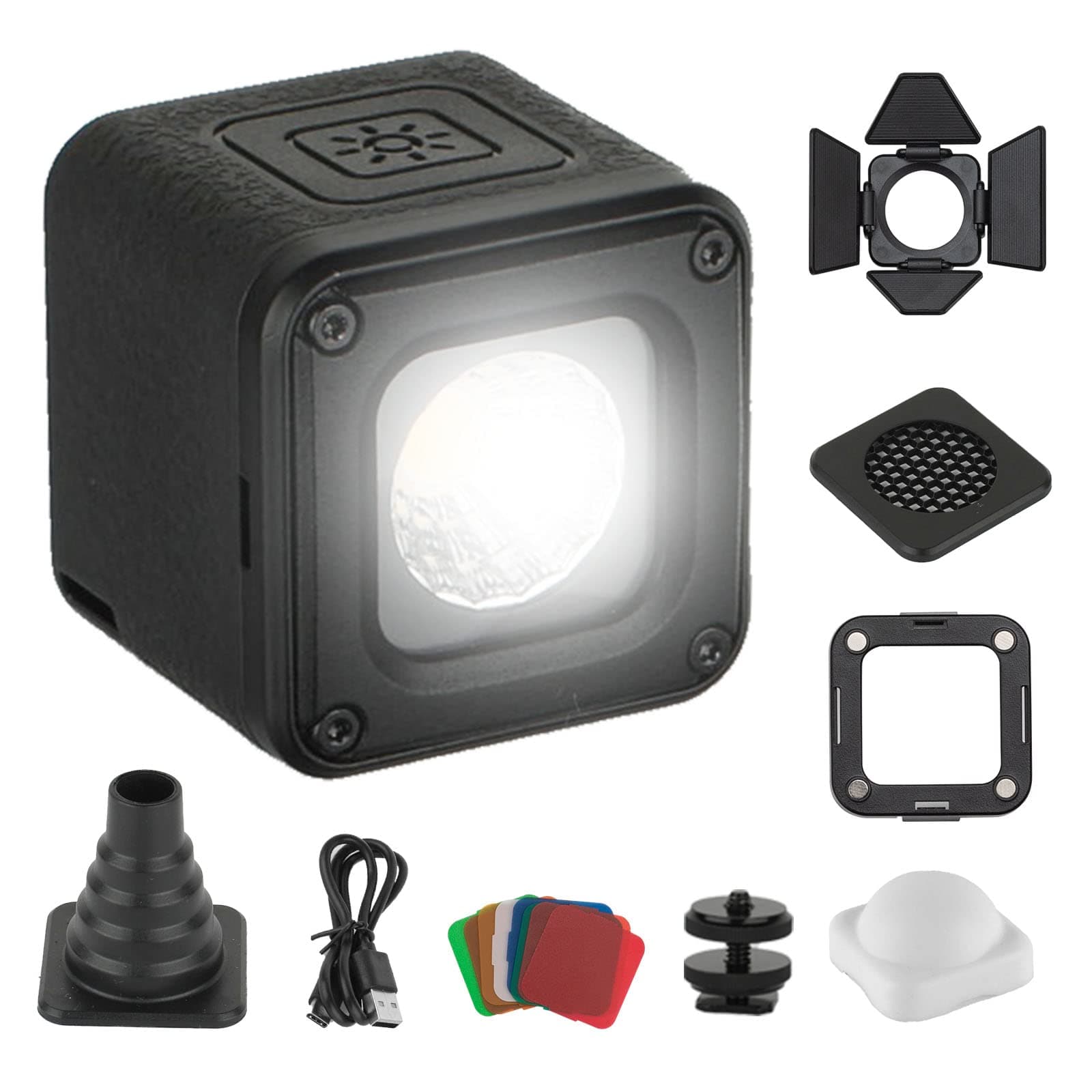 RM01 Mini LED Video Light Waterproof Portable Lighting Kit with 8 Color Filters, Barndoor, Diffuser, Dimmable Fill Light 5600K CRI95, Lume Cube Camera Light for Macro Photography, Stop Motion