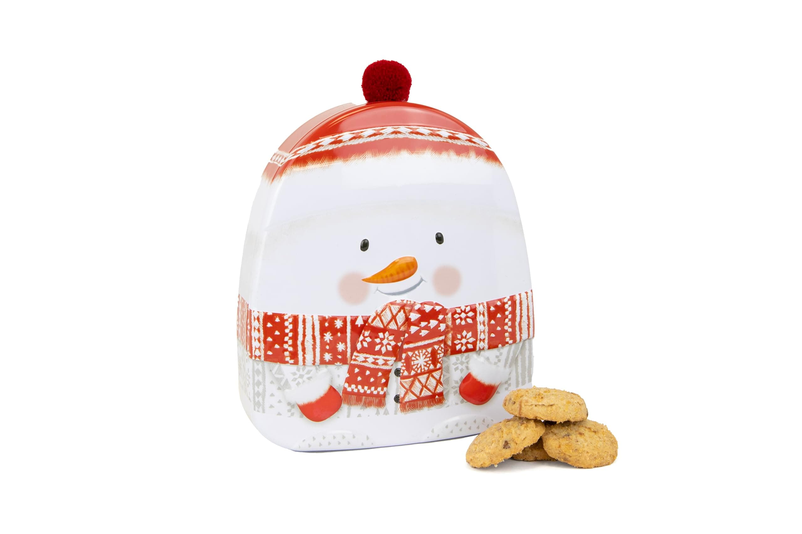 Snowman Gift Set - Novelty Christmas Biscuits Gift Set Tin Filled with Fancy Chocolate Chip Cookies - Luxury Tins of Biscuits for Women and Men, English Gifts & Presents for Food Lovers