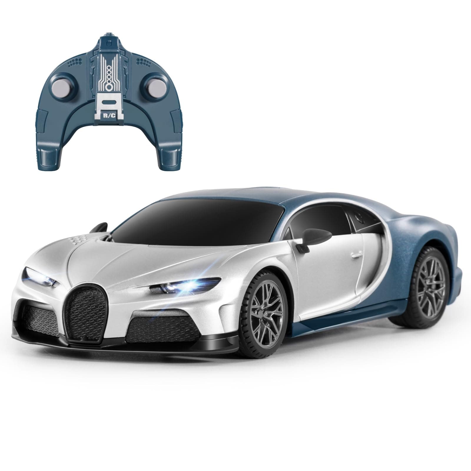 MIEBELY Remote Control Car - 1/24 Scale Fast Rc Race Car, Bugatti Chiron 3.7V 500 mAh Toys with Headlight, Racing Hobby Model Birthday Ideal Gifts for Adults Kids Boys Age 6 7 8 9 10 Year Old