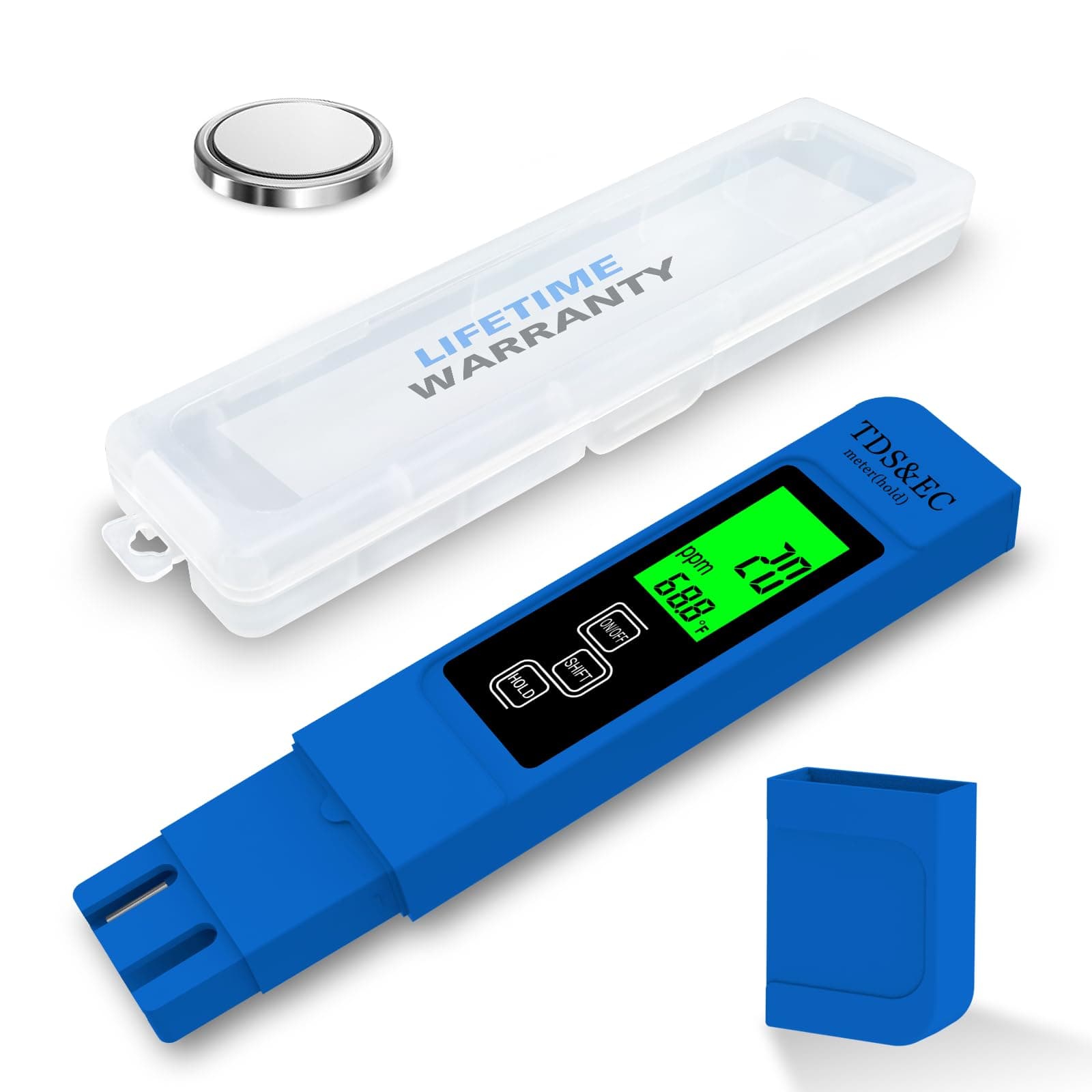 Most Accurate So Far 4-in-1 Instant Read TDS Meter - Measures TDS, EC, & Temperature (°C/°F) - Digital Water Testing Kit for Tap, Well, Pool, Hydroponics, Aquarium, RO/DI System -Blue