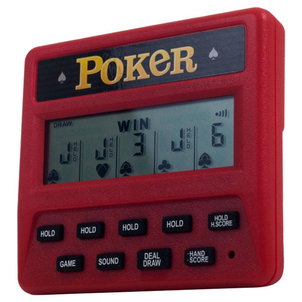 5-in-1 Hand Held Poker Game - Electronic Handheld Games for Adults Includes Draw, Deuces, Bonus, 2X and 2x2 Bonus - 3.9x3.4-Inch Pocket-Sized Travel Casino by Trademark Poker