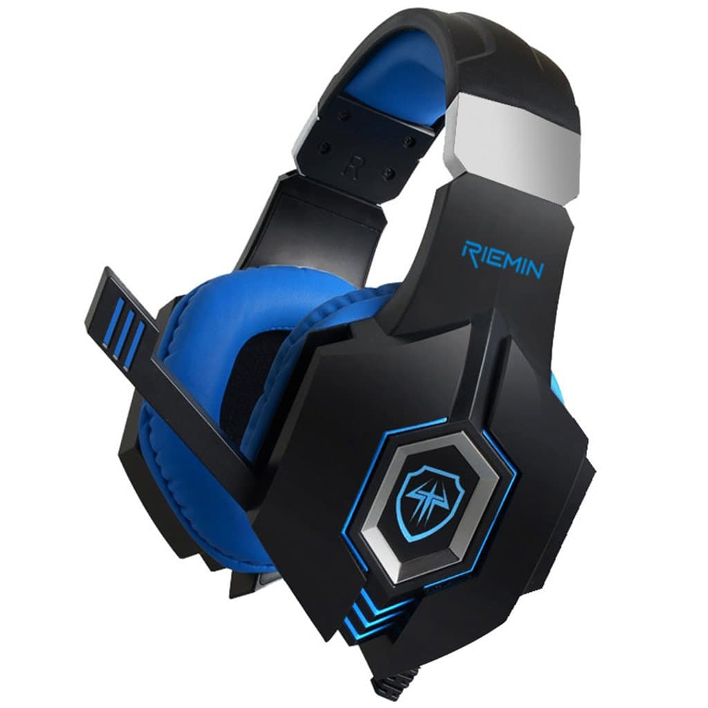 G968S Black Blue, 3.5mm, USB Plugs, Blue LED Lit Headsets, Headphones, Earphones With Noise Cancelling & Volume Control Features