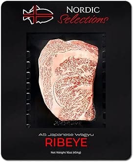 Nordic Catch Grade A5 Japanese Wagyu Steak Without Bone, Always Fresh Thick Cut, Skin-Packed 100% Authentic A5 Wagyu Steak from Kagoshima Reserve - Great Gift