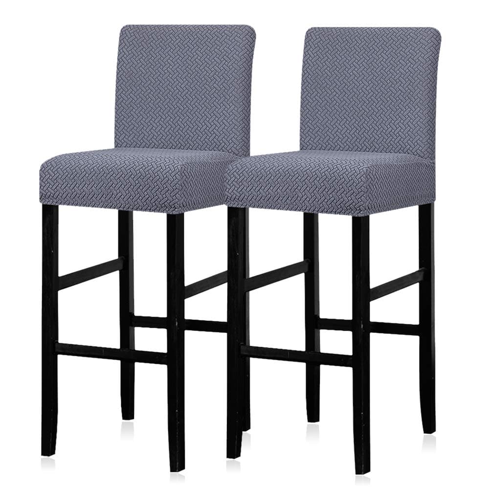 Lellen Bar Stool Covers Set of 2,Stretch Washable Barstool Seat Covers Removable Bar Chair Covers with Backs,Counter Height Bar Stool Chair Covers for Kitchen Dining Room Cafe(Gray Blue)