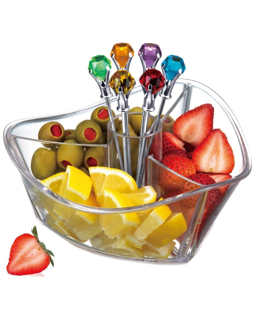 Prodyne GS-7-C HAPPY HOUR Acrylic Garnish Server, Clear