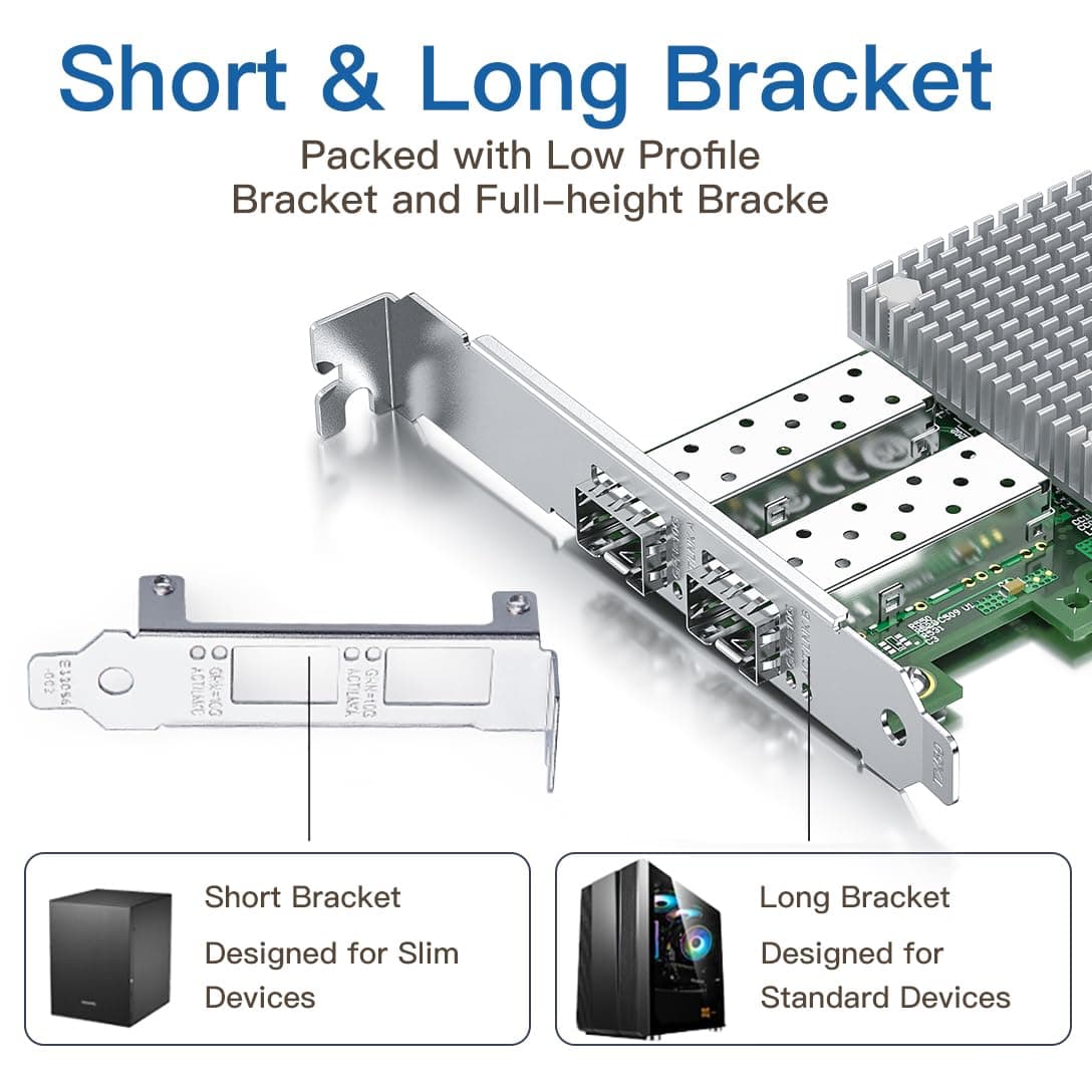 H!Fiber.com 10Gb Ethernet Network Adapter Card- for Broadcom BCM57810S Controller Network Interface Card (NIC) PCI Express X8, Dual SFP+ Port Fiber Server Adapter