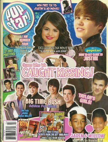 Justin Bieber, Selena Gomez, Big Time Rush, Jaden & Willow Smith, 21 HOT POSTERS! - March/April, 2011 Pop Star! Magazine Unknown Binding
