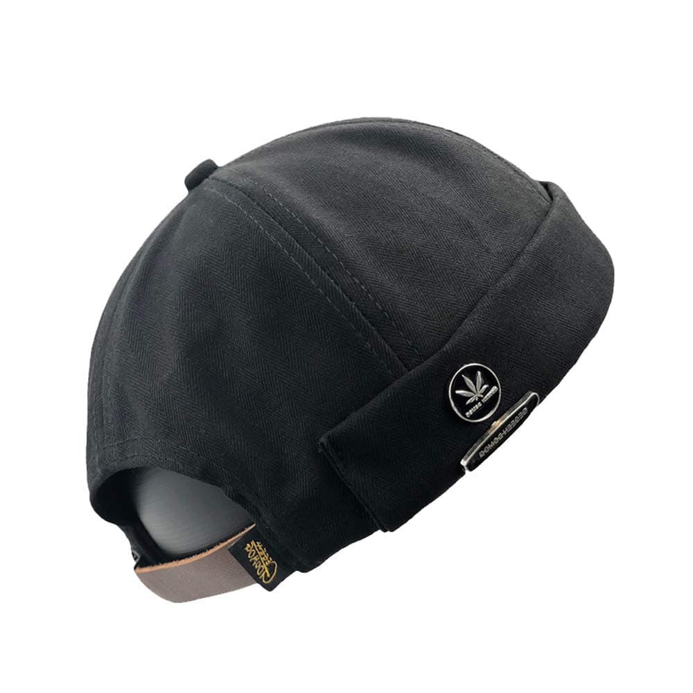 Breathable Docker Beanie Hat Adjustable Leather Buckle Vintage Style Brimless Cuff Watch Cap