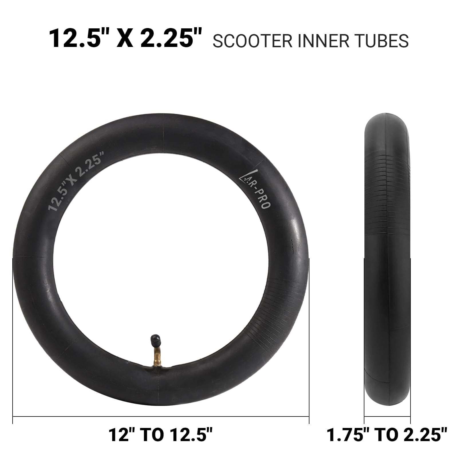AR-PRO 2 Pack of 12 1/2" x 2 1/4"(12.5x2.25) Scooter Inner Tube with Angled Valve Stem for Razor Pocket Mod Bella Chrissy Hannah Montana