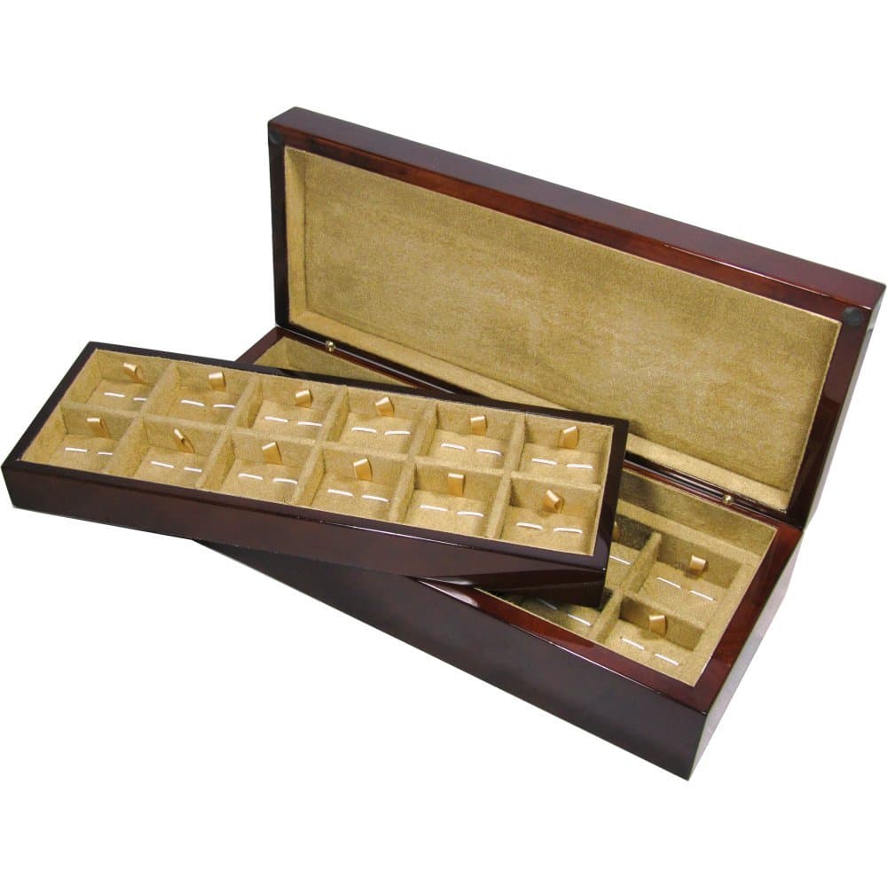 Camphor Burl Wood 24 Pair Cufflink Box