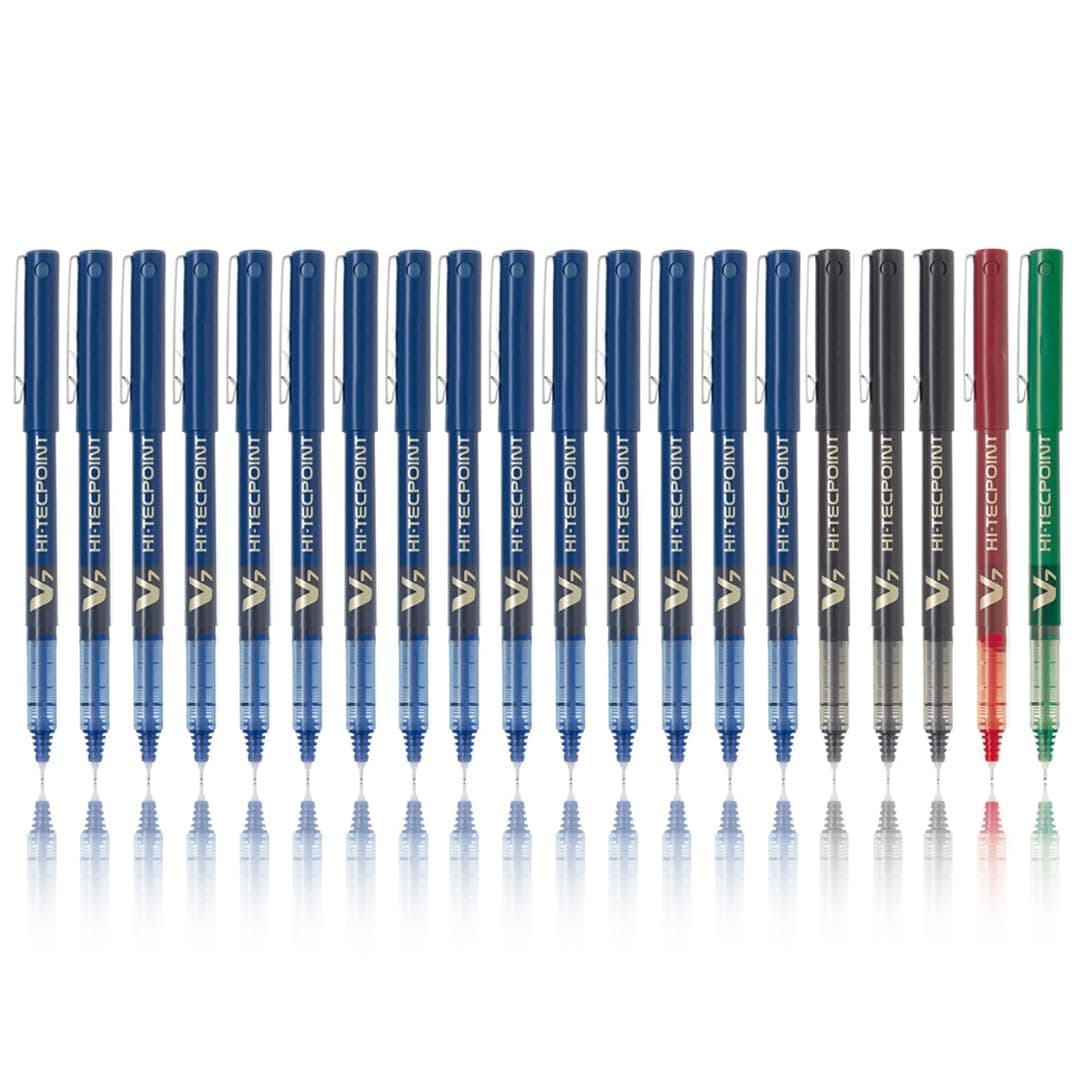 Pilot V7 Roller Ball Pen Pack of 20 (15 Blue, 3 Black, 1 Red, 1 Green)