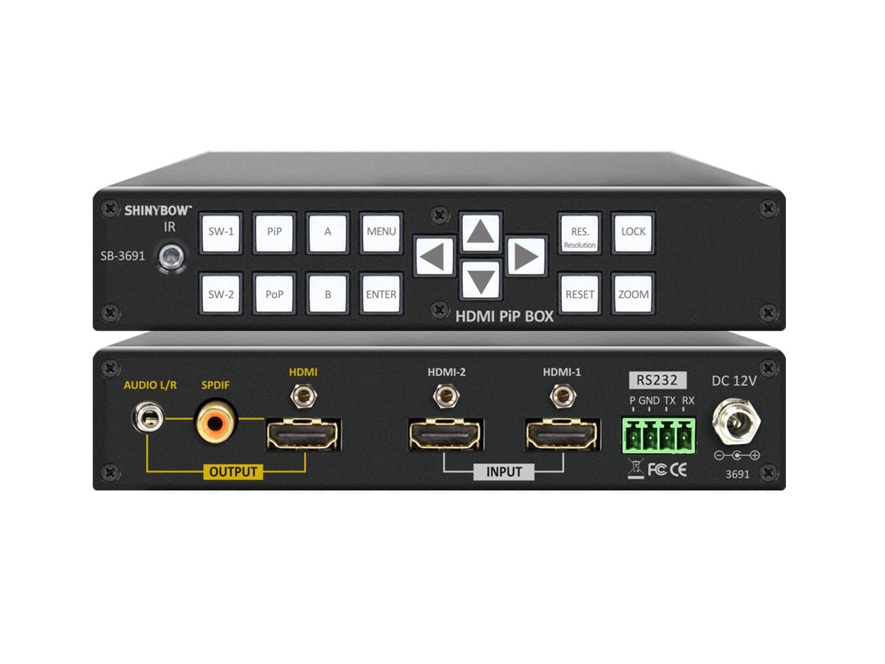 Shinybow 2x1 (2:1) HDMI with Digital/Analog Audio PIP/POP Video Selector Switcher 1080p Scaler SB-3691 by ShinybowUSA