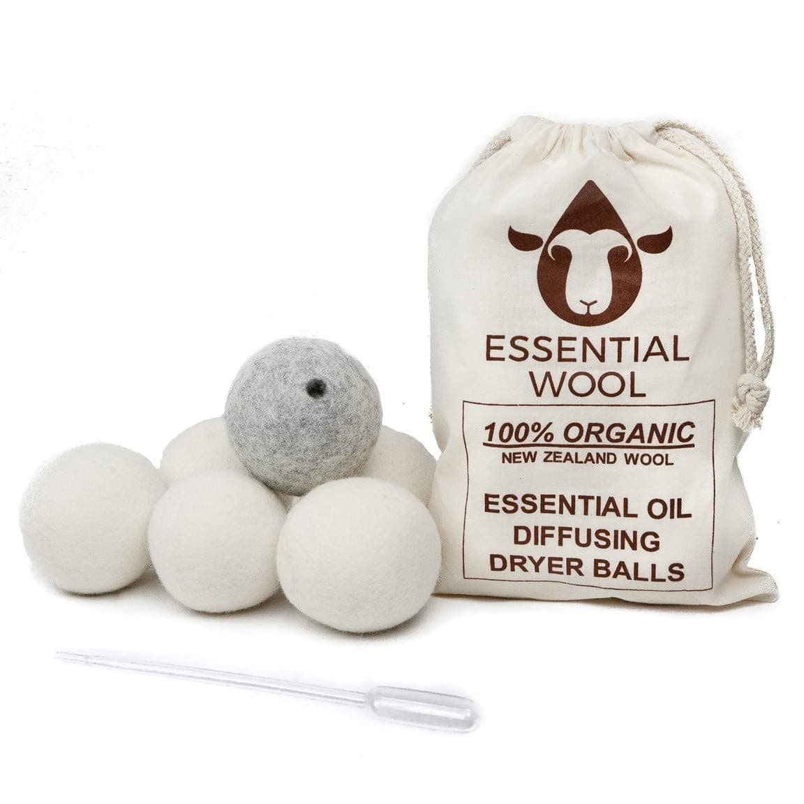 Wool Dryer Balls - Made for Essential Oils 6-Pack, Organic Reusable Natural Aromatherapy Diffuser Clothes Laundry Fabric Softener by Essential Wool