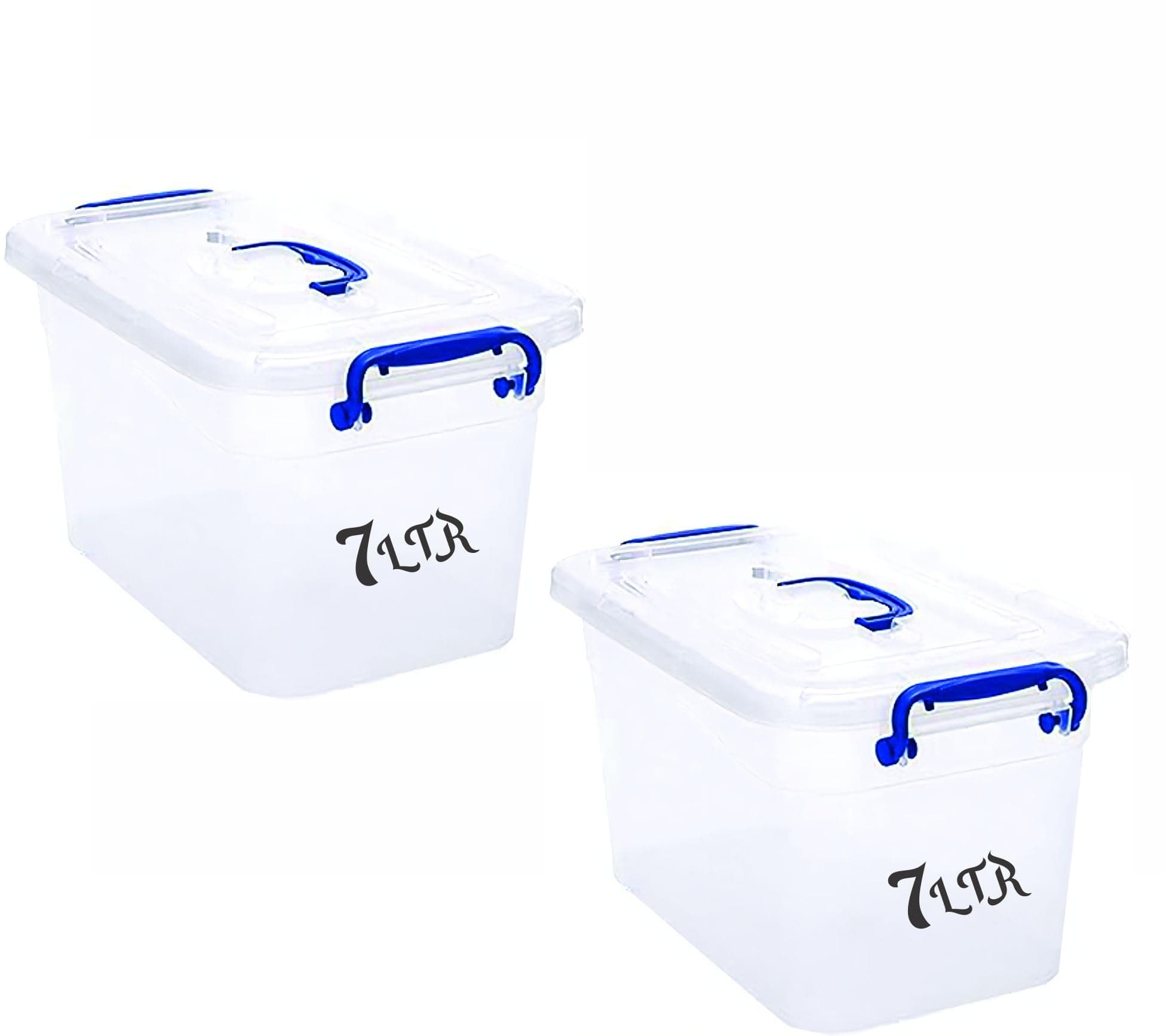 Besto Plastic Storage Box With Lid 7 LTR Semi Clear 2 Pcs Set | For Clothes, Toys, Books, Snacks, Shoes and Grocery Storage Box. (7 LTR)