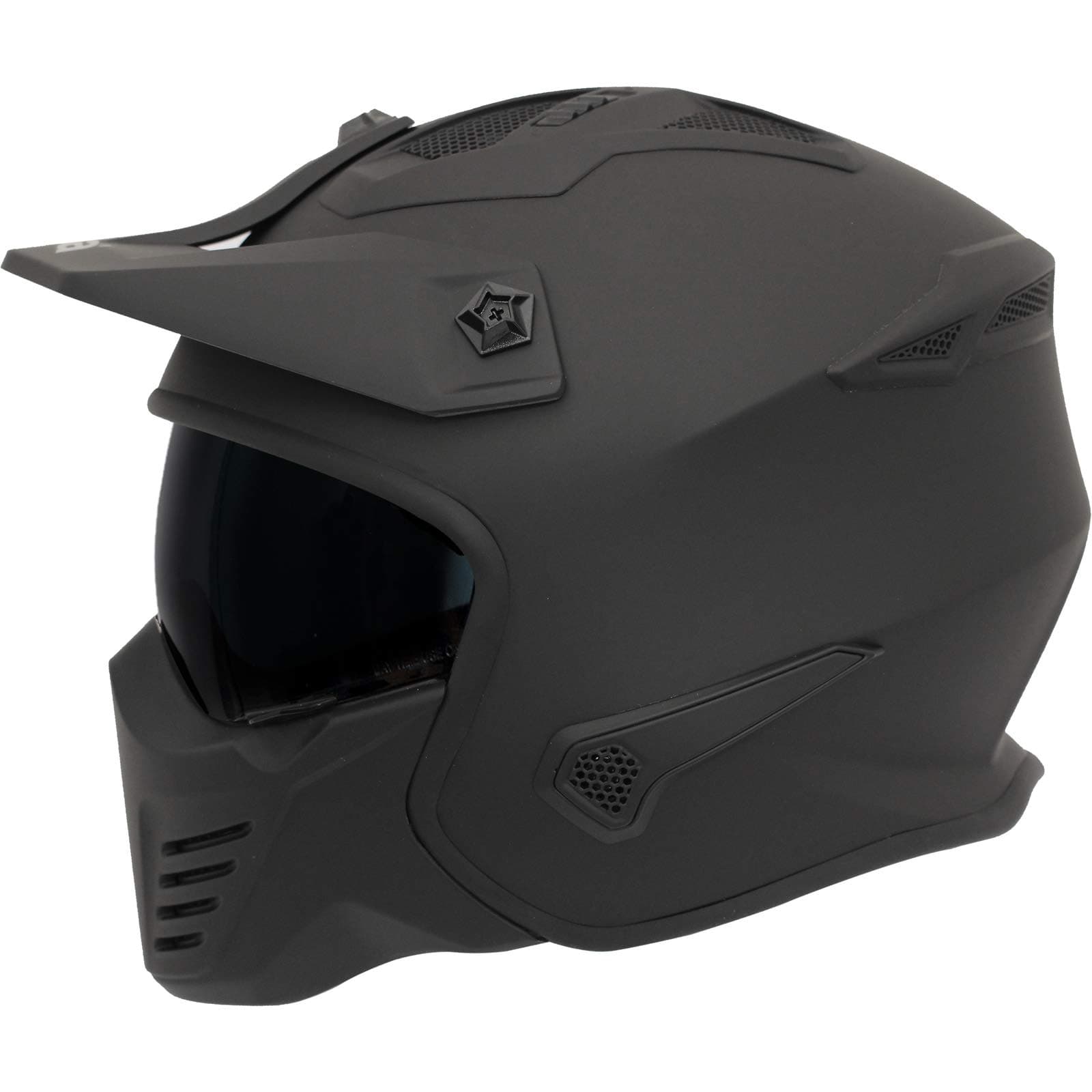 Spada Storrm Motorcycle Helmet Peak Sun Visor Open Face Full Matt Black J&S (XS)