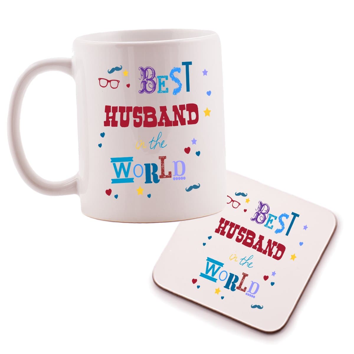 Ukgiftbox Best Husband Mug And Coaster Gift Set - Great present idea for any Husband - Christmas or Birthday.