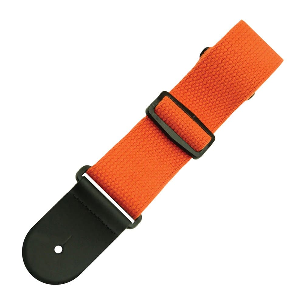 Henry Heller HCOT2-ORG 2 inch Woven Cotton Guitar Strap with Top Grain Leather Ends - Orange