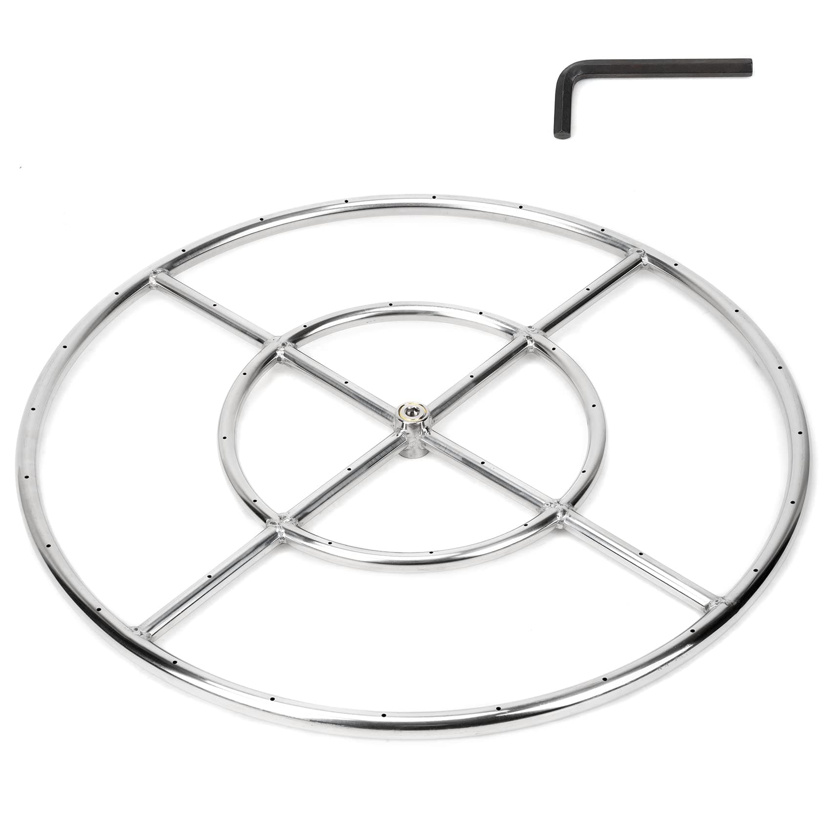 24 Inch Round Fire Pit Burner Ring for Natural Gas & Propane Fire Pit Fireplace - 304 Stainless Steel Fire Pit Burner for Indoor & Outdoor, BTU 296,000 Max