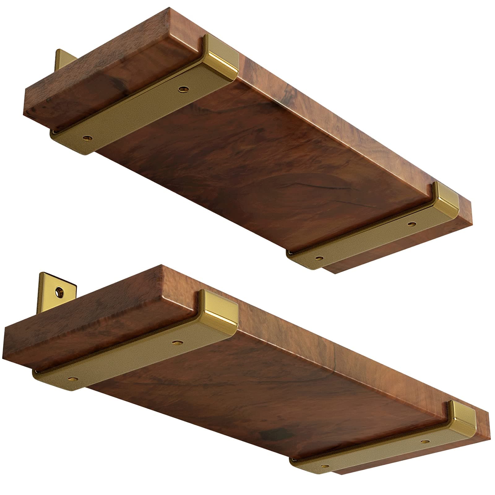 LEOPO 8 inch Shelf Bracket for DIY Floating Shelf, 1/5 inch Thick Heavy Duty Bracket, 4 Pack, Golden