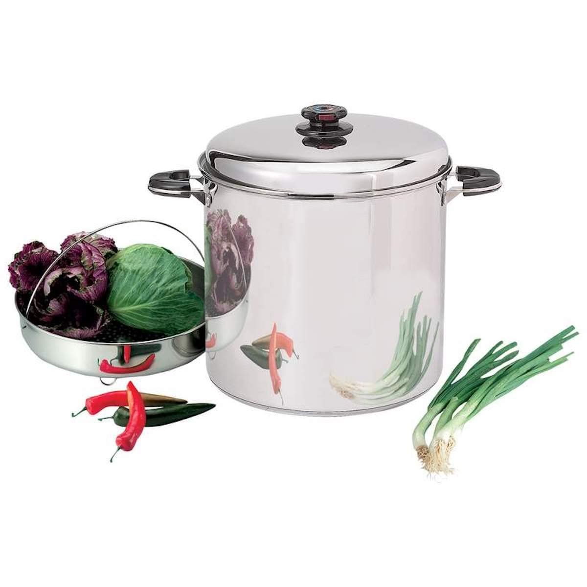 Precise Heat 30-Quart"Waterless" Stockpot with Steamer Baske