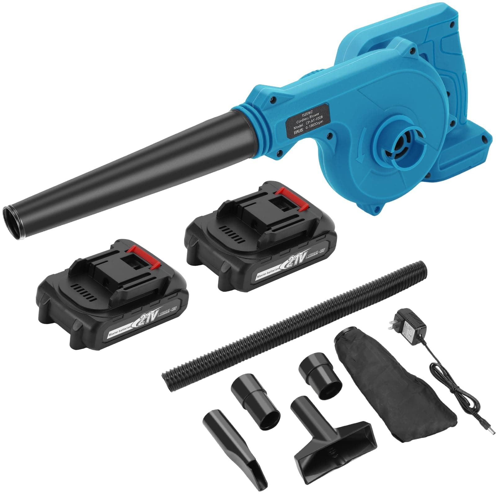 Iseebiz Cordless Leaf Blower - 21V Battery Powered Leaf Blowers for Lawn Care, Patio
