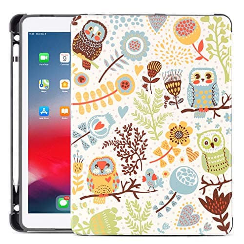 Gofupa iPad 8th Generation Case 10.2 Inch, 7th Generation iPad ,iPad air 10.5 Premium Leather Folio Cover with Built-in Apple Pencil Holder - Auto Wake/Sleep Multiple Viewing Angles(Color Owl)