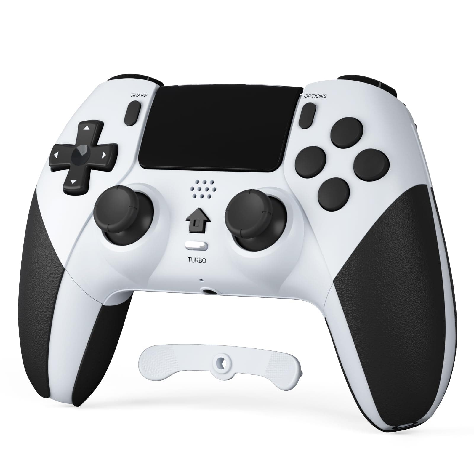 CHEREEKI Compatible with PS4 Controller Wireless Controller for P-4/Pro/Slim Bluetooth Remote Gamepad Joystick Vibration Turbo Six-Axis Sensor Audio Jack Touch Panel Wake UP Game Controller White