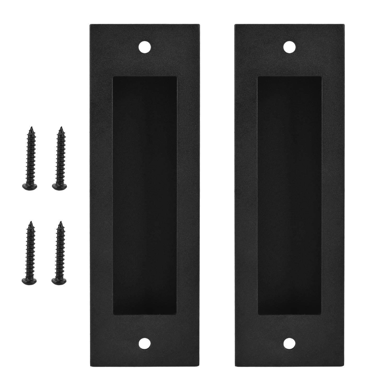 Geboor6.5" 2 Pack Sliding Barn Door Handle Heavy Duty Finger Pull Set Grab Carbon Steel Flush Pull Invisible Handle Rectangular Recessed with Mount Screws