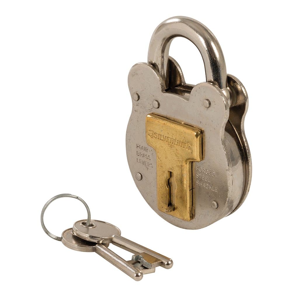 Silverline 376867 Old English Padlock 50mm, Silver, One Size