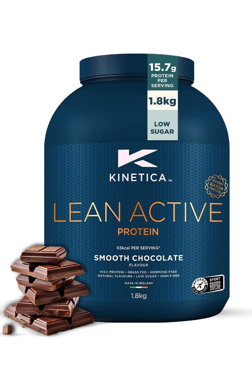 Lean Protein Powder, Low Carb, Grass Fed Whey, 72 Servings, Smooth Chocolate, 1.8Kg