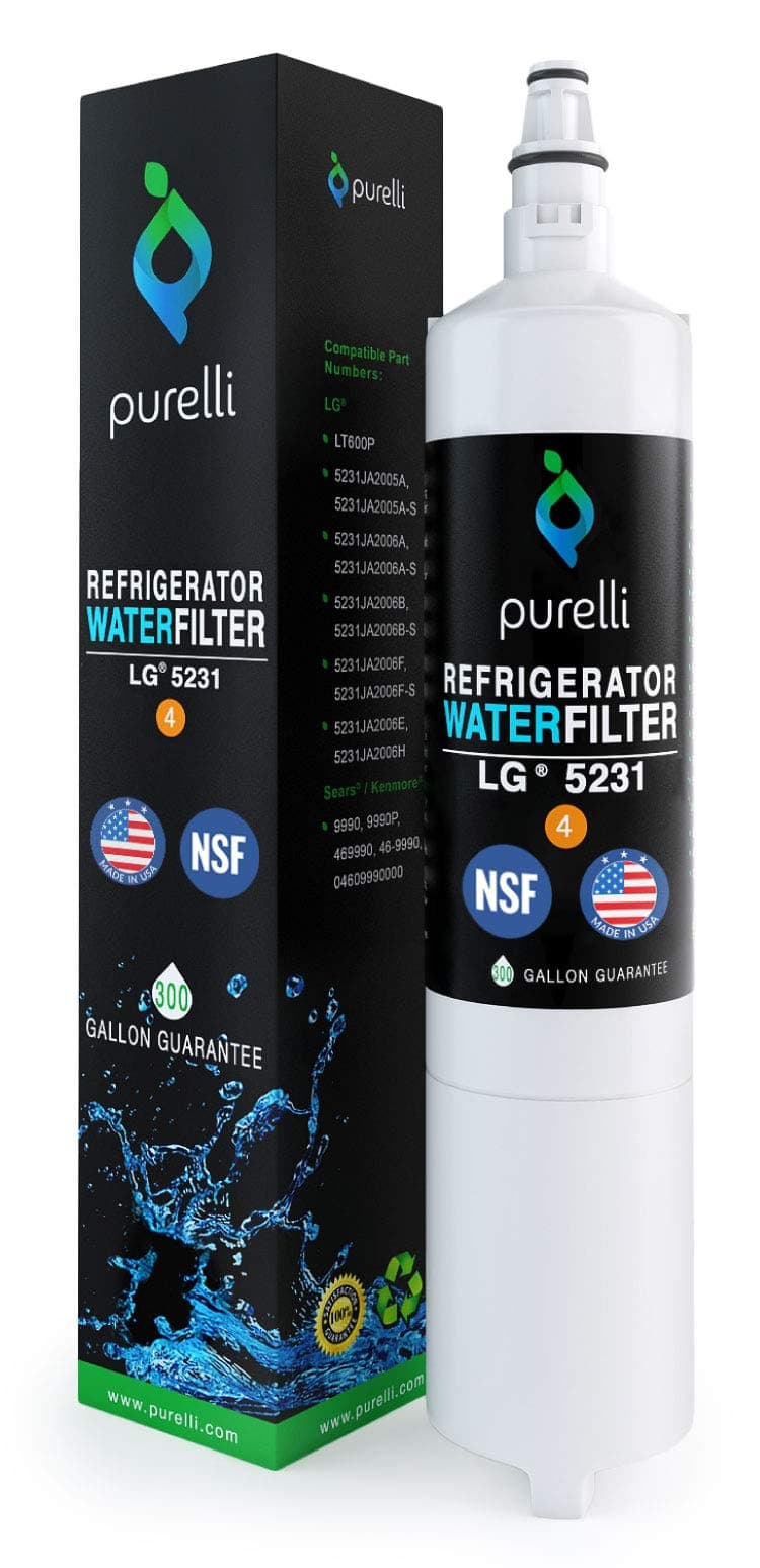 MADE IN USA Purelli Refrigerator Water Filter - Compatible with 5231JA2006A, LT600P, 5231JA2006B, 5231JA2006A, 46-9990, 9990 - Clear, Clean, Filtered Water