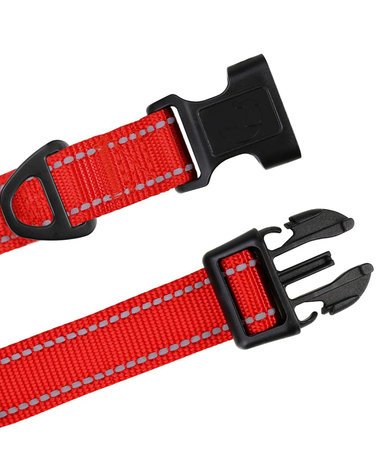 TagME Reflective Nylon Dog Collars, Adjustable Classic Pet Collar with Quick Release Buckle for Small Dogs, Red, 3/4" Width