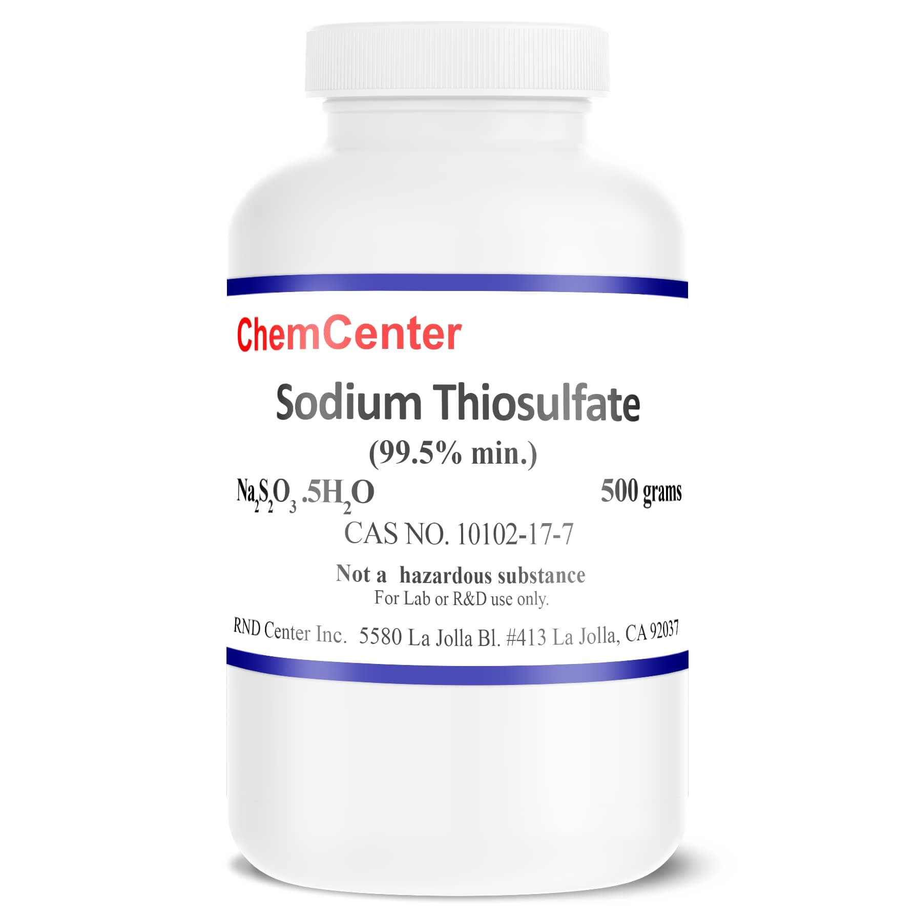 Sodium Thiosulfate, Fine Crystals, 99.5% min., 500 Grams (1.1 lb.)