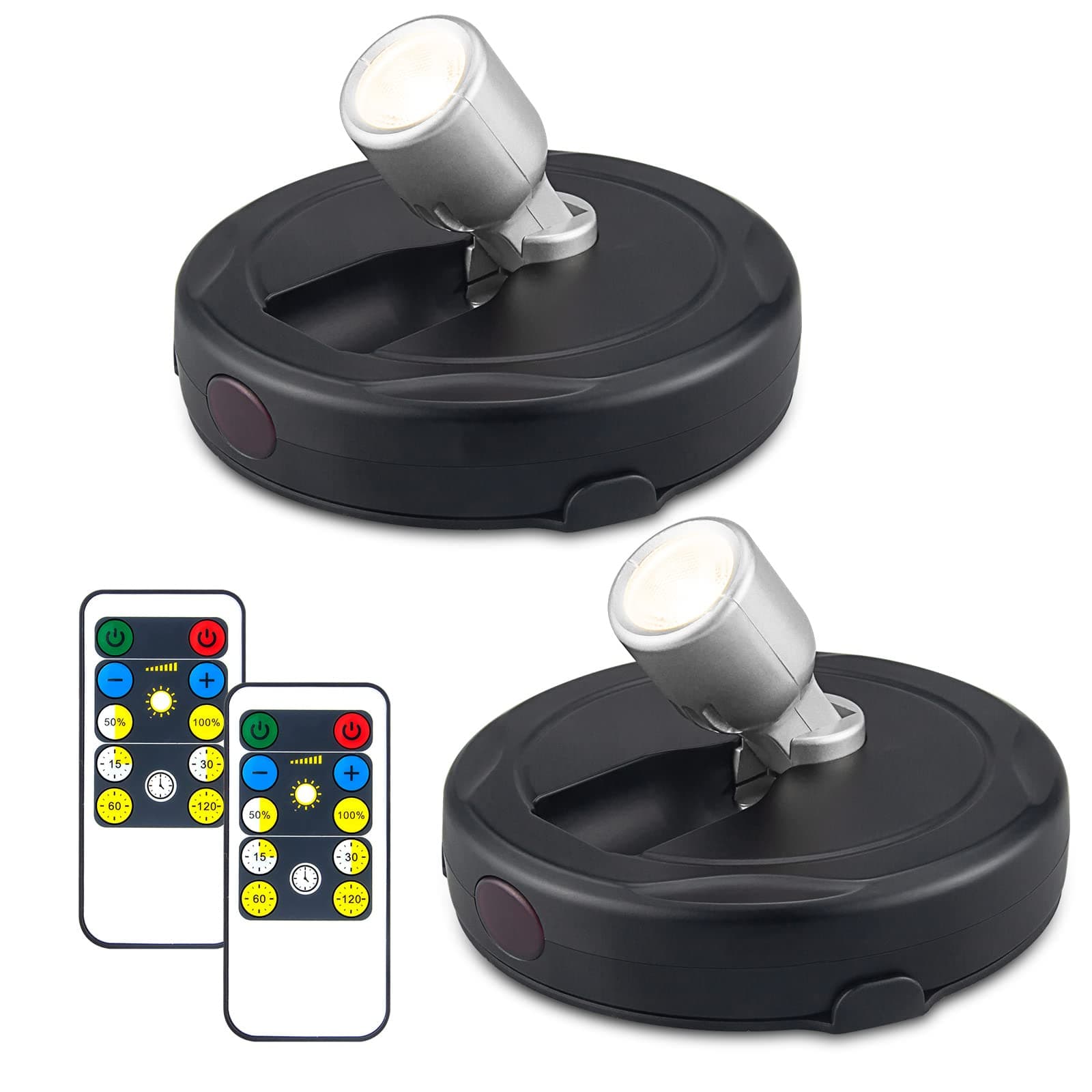 HEAGEERO Wireless Spot Lights,Remote Control Accent Lighting,Battery Picture Lights,Stick Puck Light,Rotatable Display Spotlights for Art Closet Wall(B+SL)