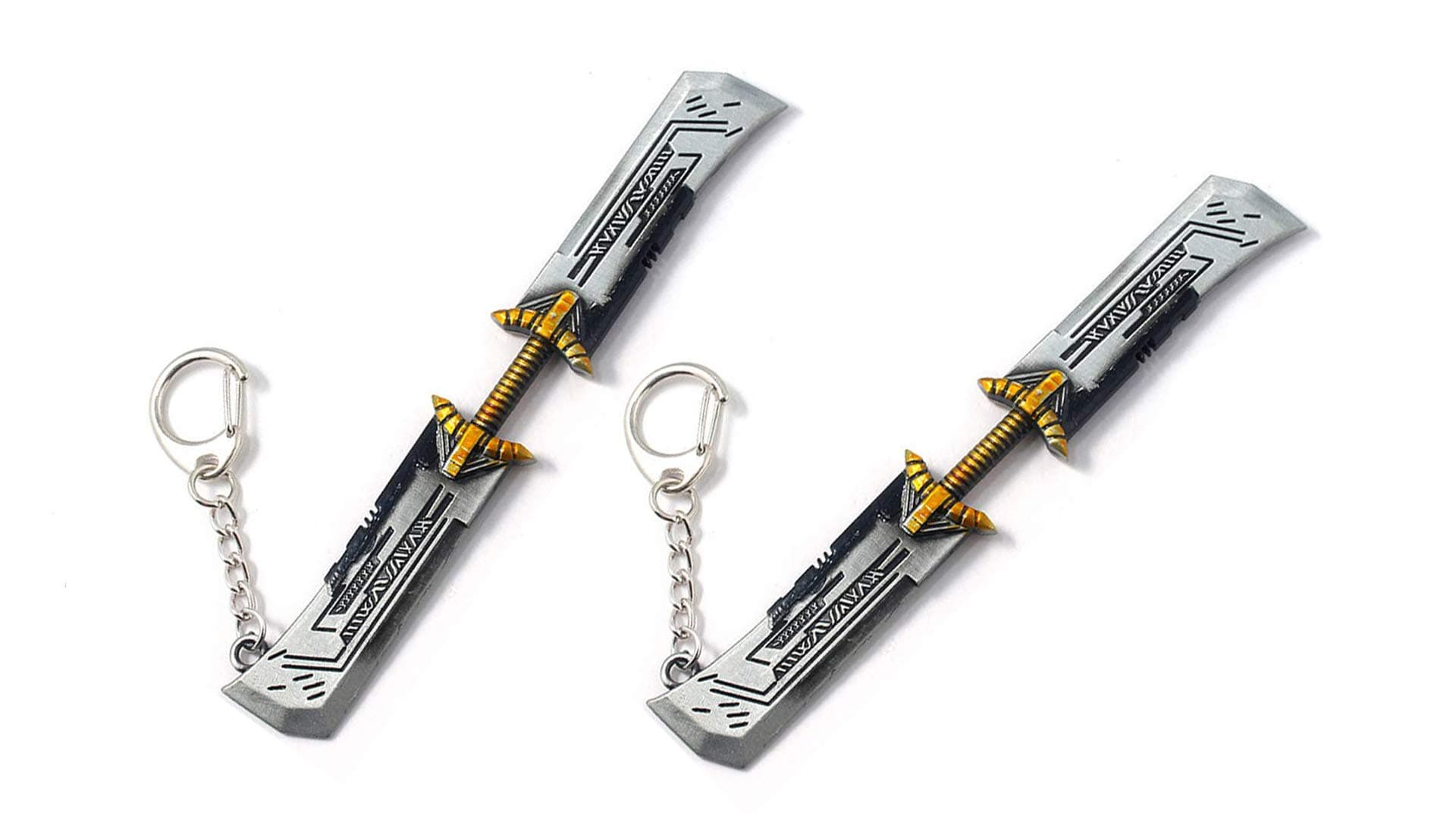 2PCS Thanos Double Sword Twin Blade Avengers Endgame Sword Keychain Key Holder