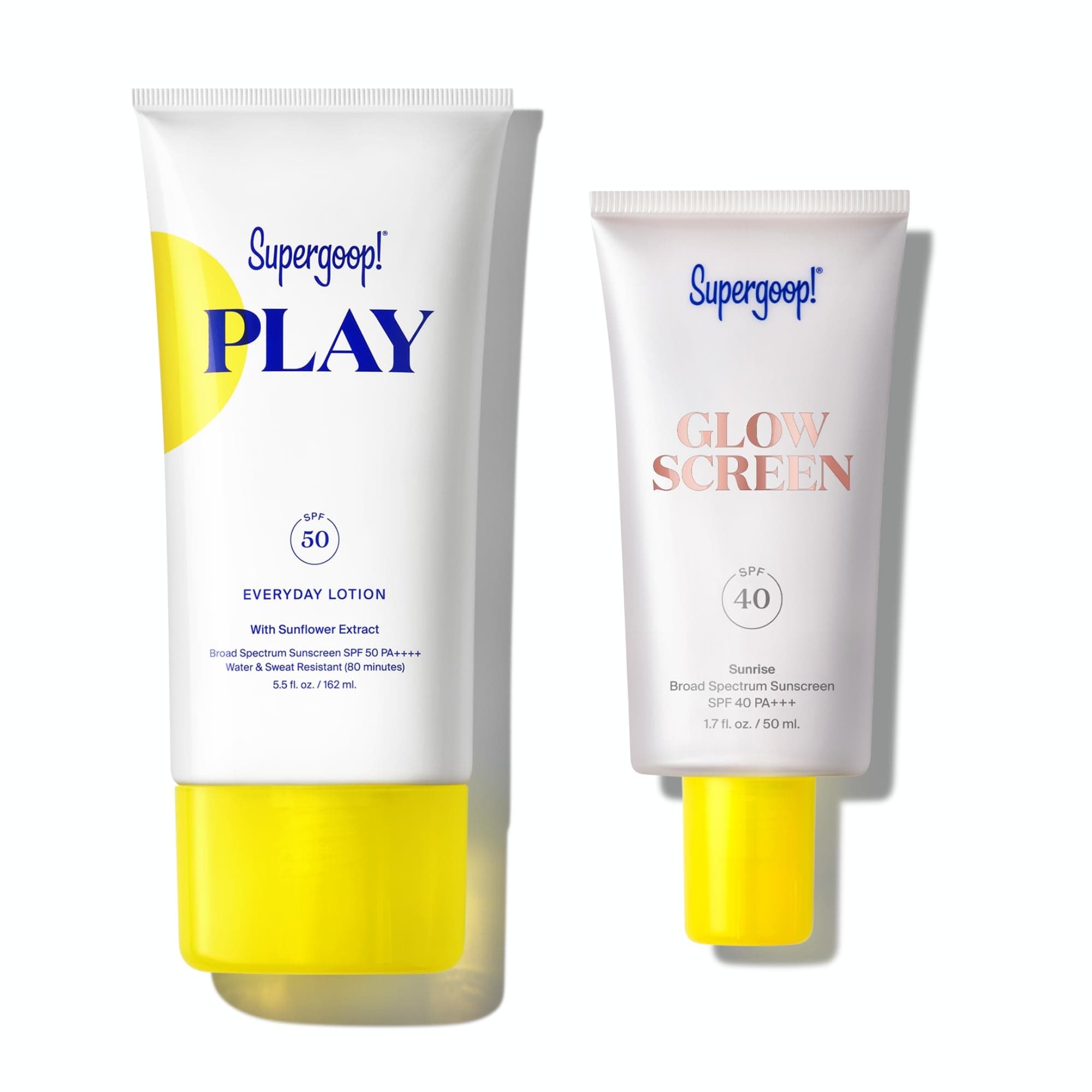 Supergoop! Glowscreen SPF 40, Sunrise (1.7 fl oz) + PLAY Everyday Lotion SPF 50 (5.5 oz) - Broad Spectrum Body & Face Sunscreen Recommended for Sensitive Skin