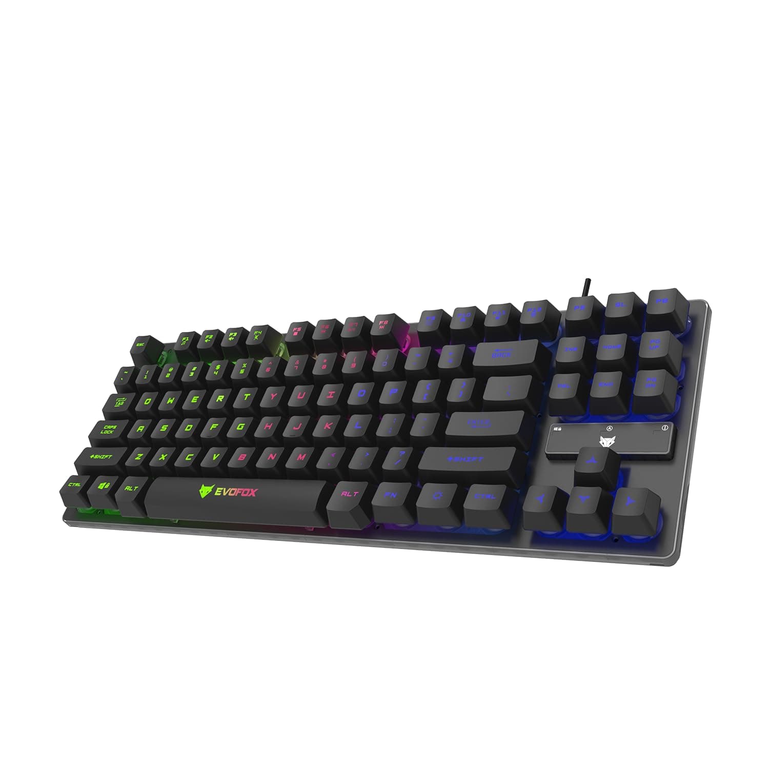 EvoFox Fireblade Wired Gaming Keyboard with Multiple Lightning Effects I Compact TKL Design I LED Backlit I 19 Anti Ghosting Keys I Windows Lock Key I Breathing Effect I Spill Resistant I 1.5M Braided Cable with Magnetic Ring (Black)