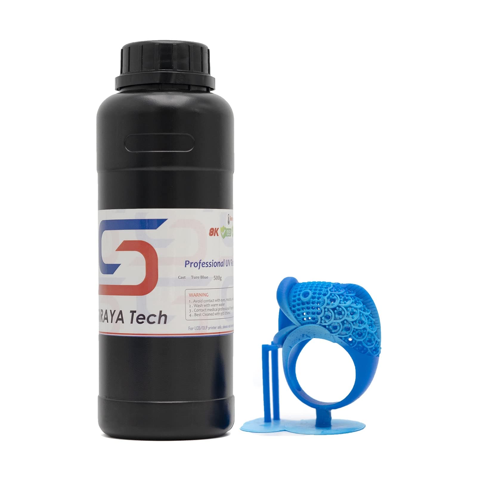 Siraya Tech Cast 3D Printer Resin Easier to Burn and Print Clean Burnout Great Smooth Surface High Resolution Castable 405nm UV-Curing Resin for Thicker Designs and Metal Parts (True Blue, 500g)