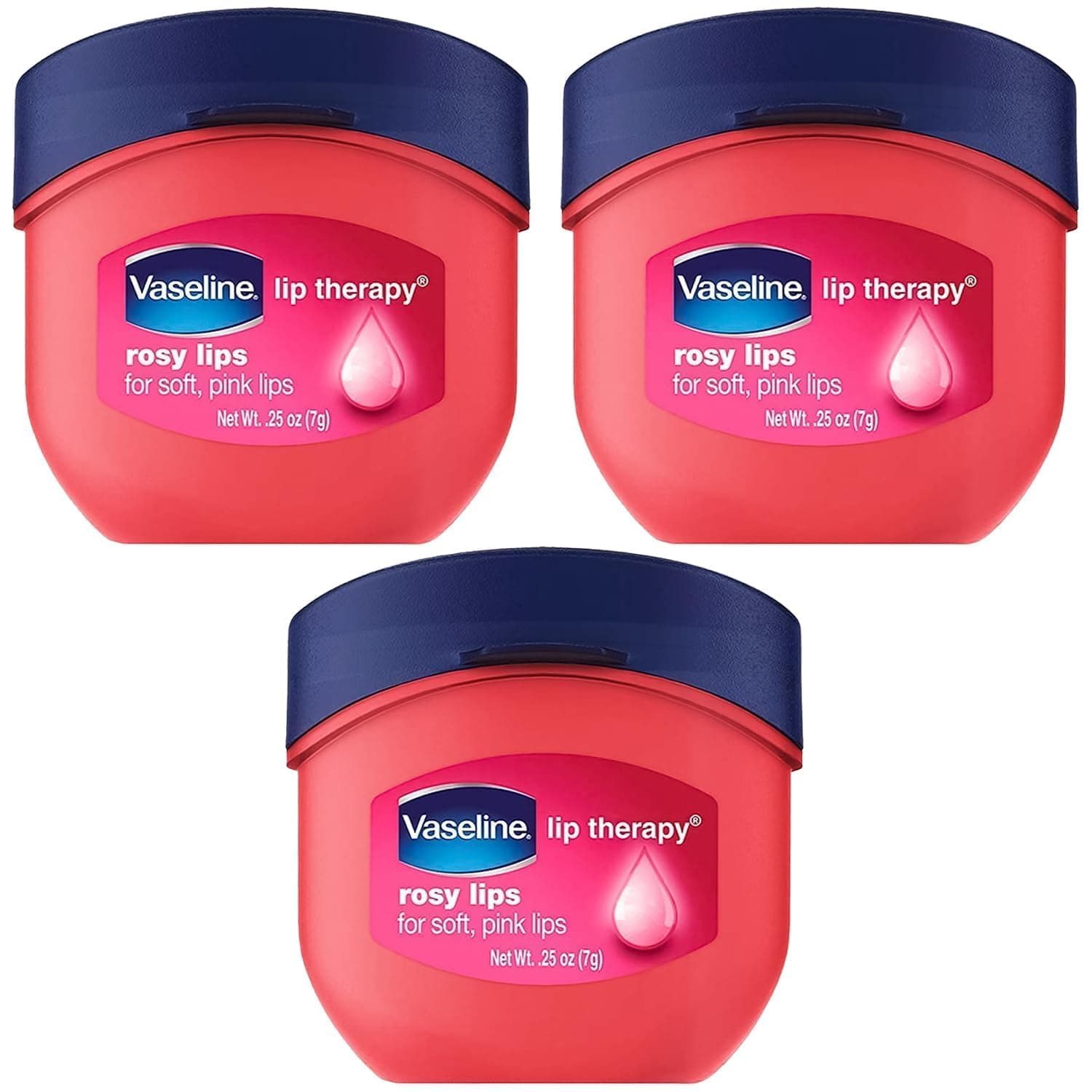 Lip Therapy Rosy Lips 3-Pack – Moisturizing Lip Balm for Very Dry Lips in Mini Jars, 0.25 Oz.