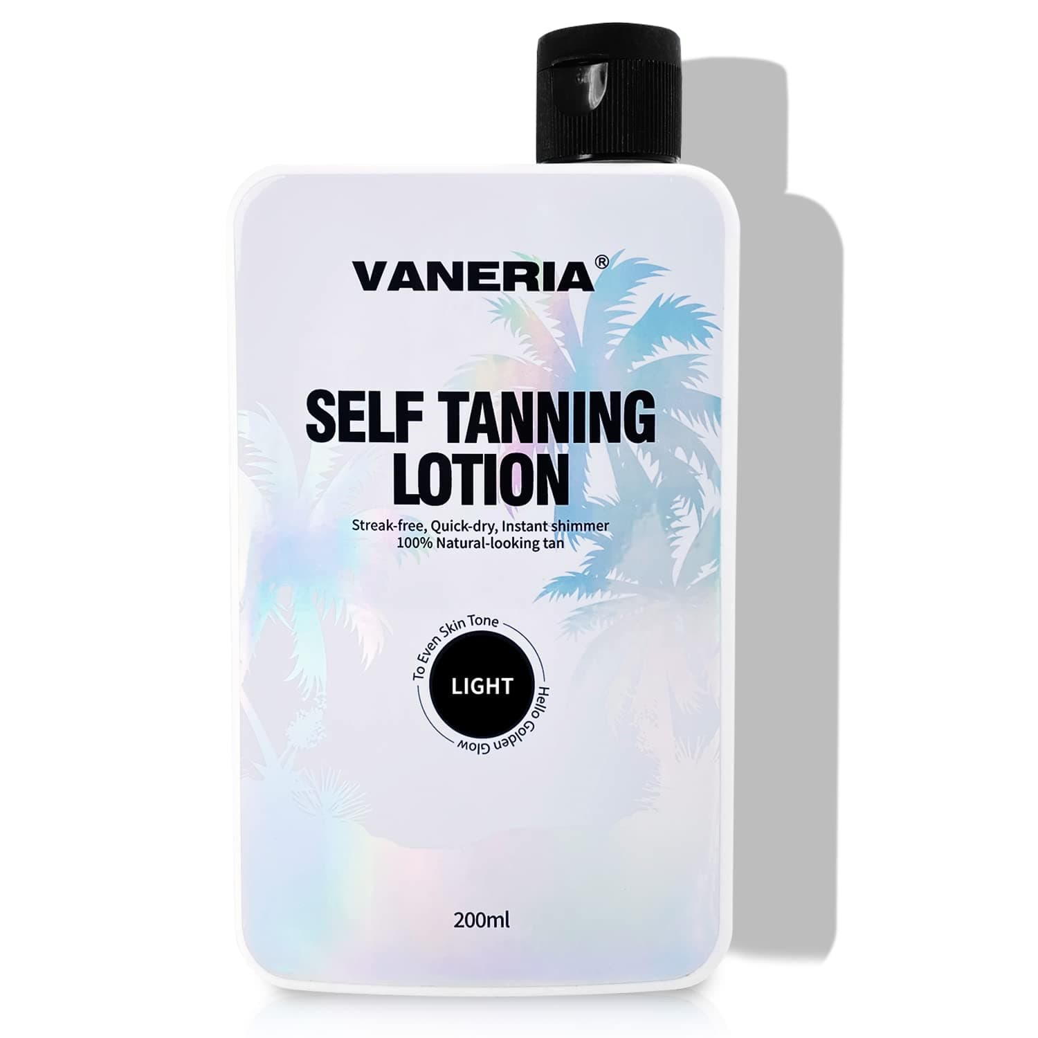 VANERIA Self Tan Lotion, Light Brown/Medium Brown/Dark Brown Sunless Tanning Mitt Applicator, Light, Hydrating Sunless Tanning Lotion, Vegan and Cruelty Free. 200ml (Light)