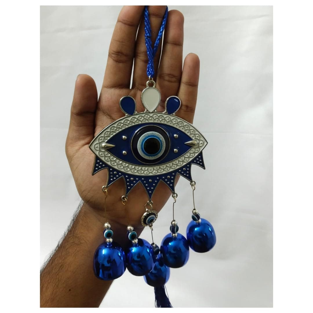 Radiant Sky Evil Eye Wind Charm for Good Luck and Prosperity at Home/Balcony/Entrance/Office/Work Place Nazar Battu Lucky Hanging for Home Décor (Big Evil Eye)