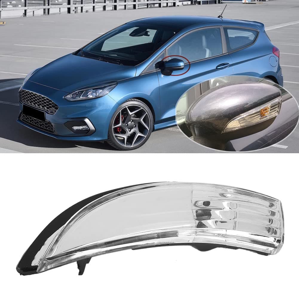 Door Wing Mirror Indicator Lens Door Wing Mirror Indicator Lens Clear Fits for Ford Fiesta MK7/MK7.5 2009-2017(Left)