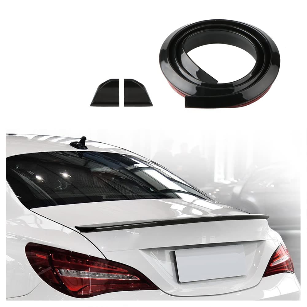 59" Glossy Trunk Spoiler Lip, 3D Trunk Spoiler Wing, Cool Car Decoration - Universal Tailgate,Roof,Bumper; Cuttable, Punch-Free Sticker Trim Strip (Black)