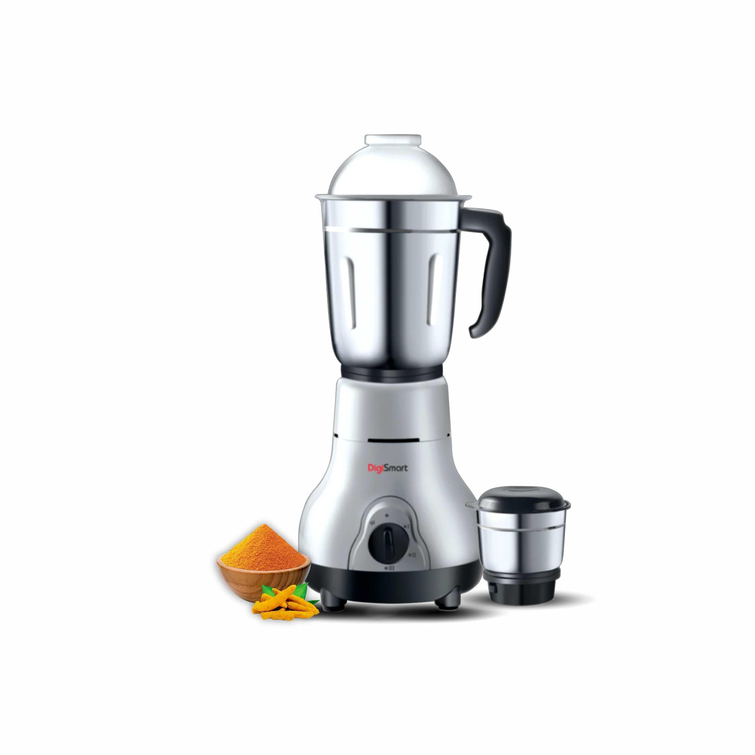 DigiSmart Kitchen Mate 600W Mixer Grinder with 2 Jars | Heavy Duty Motor | 3 Speed Control | Shock Proof ABS Body | For Smoothies, Chutney & Shakes | 2 Years Warranty | Black & Grey