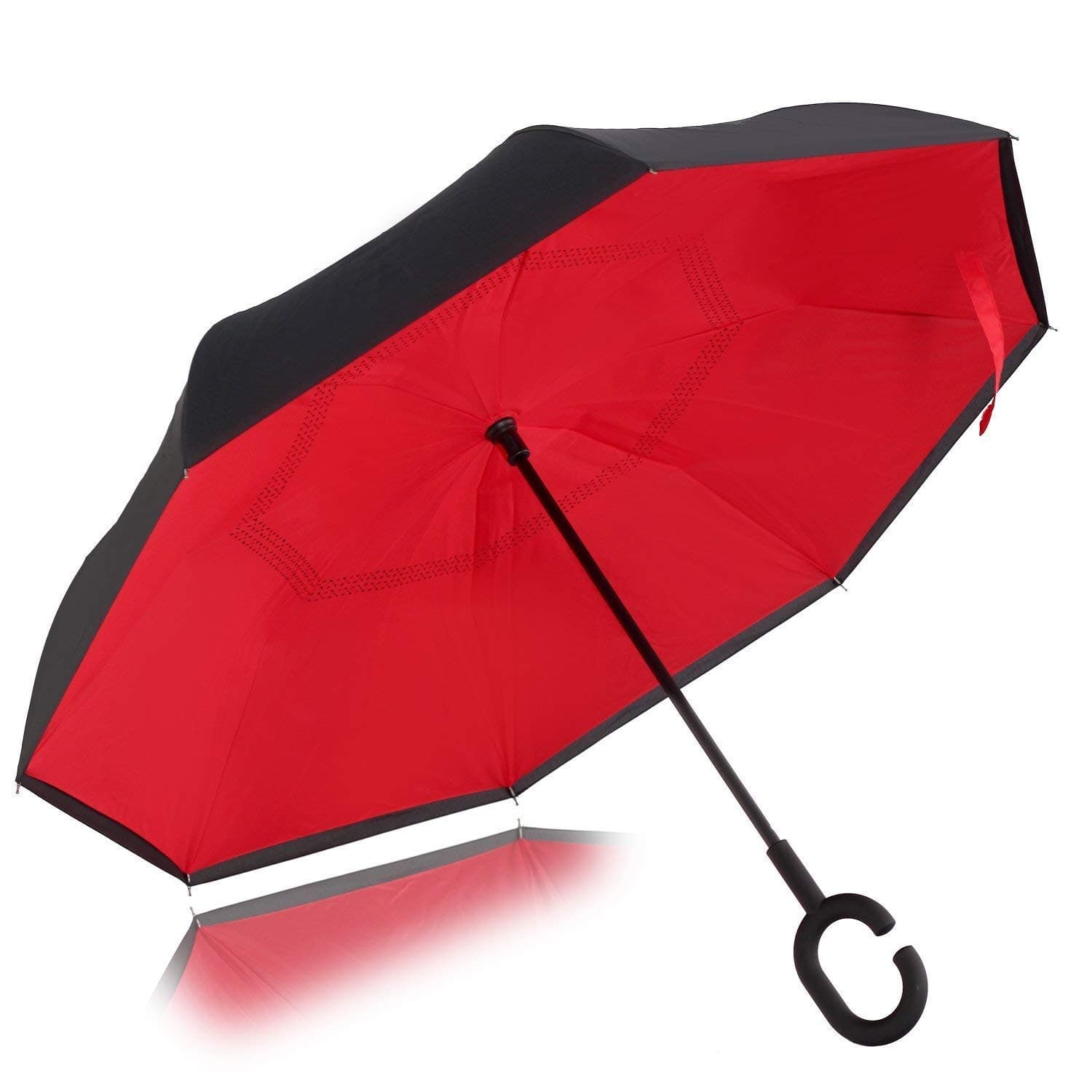 Ngel The Best Reverse Windproof Umbrella Inside Out Umbrella with C-Shaped Hands Free Handle for Women and Men Multi Color 1 Pcs (Print May Very)